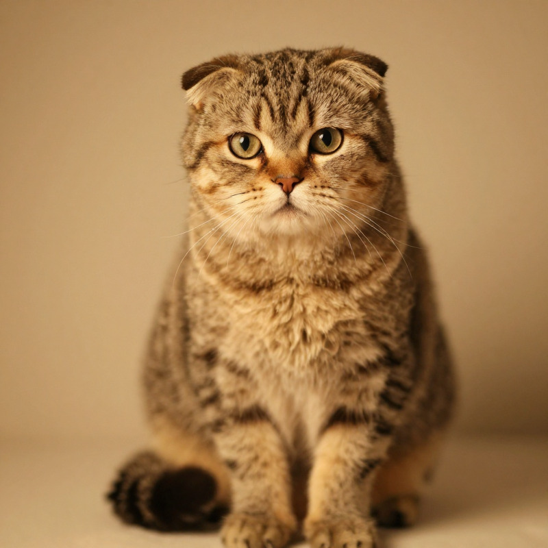 A Scottish Fold cat with distinctive folded ears