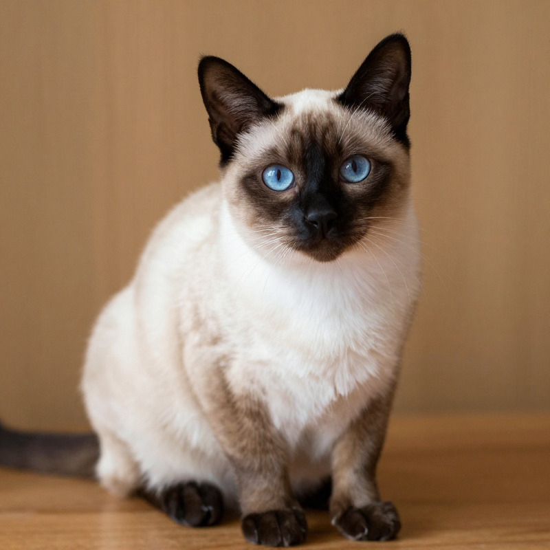 A classic Siamese cat with cream body and dark seal-point markings